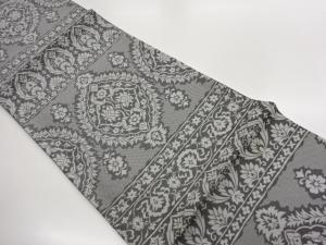 横段に草花模様織出し袋帯